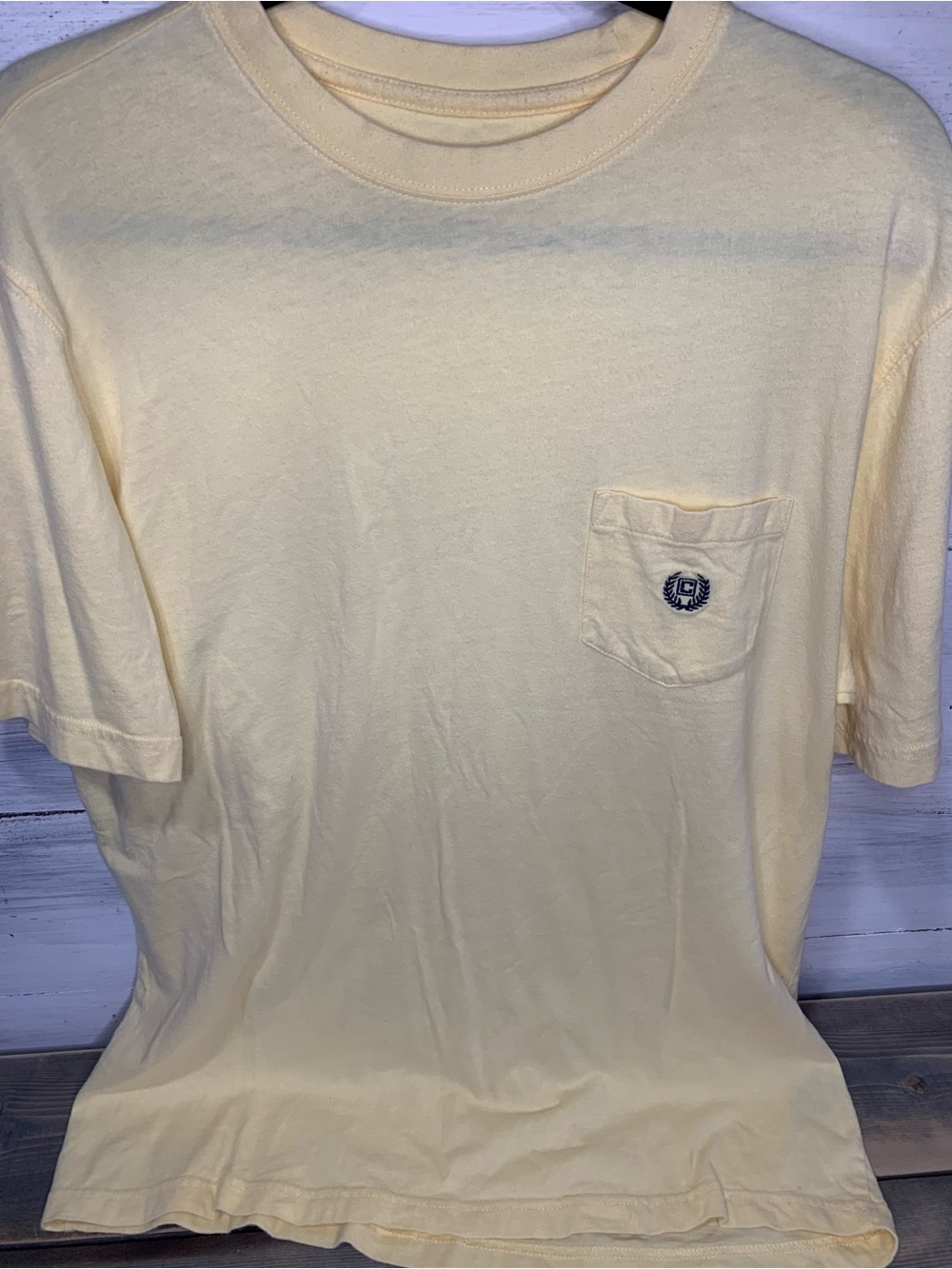Chaps Pale Yellow Pocket Crew Tee